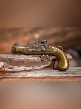Vintage 1970's - Bergamot - 3D FLINTLOCK PIS-tol G.UN - BELT BUCKLE